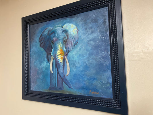 Blue elephant painting, alternate view