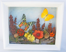 Load image into Gallery viewer, 8x10 Flower Shadow Box with Sunset Moth and Yellow