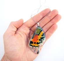 Load image into Gallery viewer, Recycled Butterfly Wing Necklace - Rainbow Sunset Moth - Butterfly Gift, Nature Theme Jewelry
