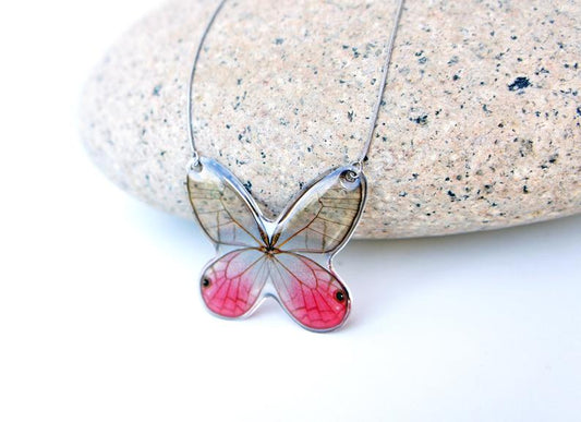 Clearwing butterfly necklace, alternate view