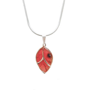 Real Butterfly Wing Leaf Sterling Necklace- Blushing Phantom