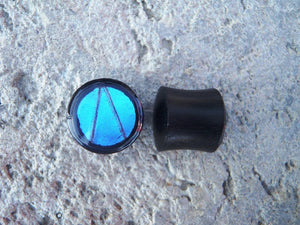 Real Butterfly Wing Circle Plugs - Blue Morpho Forewing