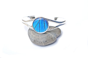 Silver Butterfly Wing Bracelet Cuff - Blue Morpho Silver Accessory