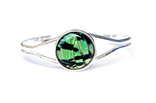 Load image into Gallery viewer, Silver Butterfly Wing Bracelet Cuff - Green Sunset Moth Silver Accessory
