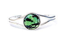 Load image into Gallery viewer, Silver Butterfly Wing Bracelet Cuff - Green Sunset Moth Silver Accessory