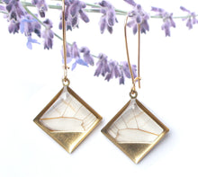 Load image into Gallery viewer, Real Butterfly Wing Dangle Earrings - Blushing Phantom Clearwing
