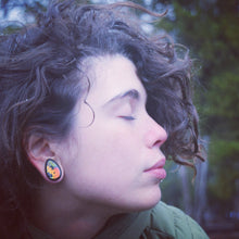 Load image into Gallery viewer, Real Moth Wing Teardrop Plugs 1/2"-1 1/2"- Rainbow Sunset Moth - Body Jewelry, Gauges, Teardrop Plugs