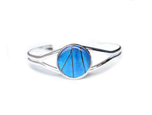Load image into Gallery viewer, Silver Butterfly Wing Bracelet Cuff - Blue Morpho Silver Accessory