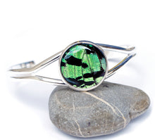 Load image into Gallery viewer, Silver Butterfly Wing Bracelet Cuff - Green Sunset Moth Silver Accessory