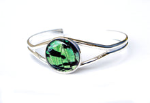 Load image into Gallery viewer, Silver Butterfly Wing Bracelet Cuff - Green Sunset Moth Silver Accessory
