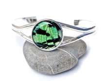 Load image into Gallery viewer, Silver Butterfly Wing Bracelet Cuff - Green Sunset Moth Silver Accessory
