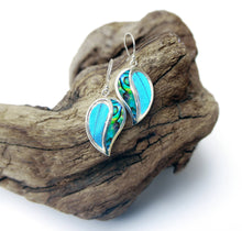 Load image into Gallery viewer, Real Blue Morpho Butterfly Wing Earrings with Abalone Shell in Sterling Silver