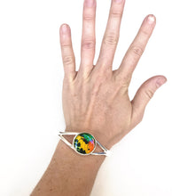 Load image into Gallery viewer, Silver Butterfly Wing Bracelet Cuff - Rainbow Sunset Moth Silver Accessory