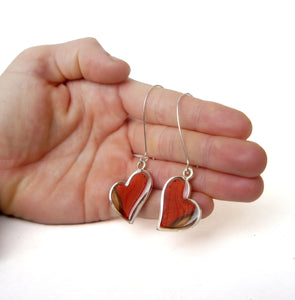 Real Butterfly Sterling Silver Heart Earrings - Cymothoe Sangaris