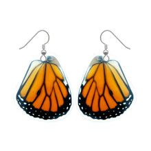 Load image into Gallery viewer, Real Butterfly Wing Earrings - Monarch Hindwing