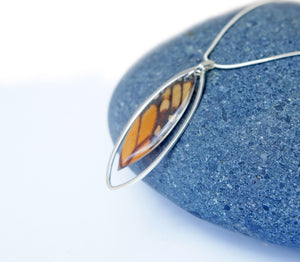 Monarch Butterfly Wing Necklace in Sterling Silver - Monarch Forewing