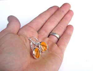 Real Monarch Butterfly Wing Drop Post Earrings - Butterfly Jewelry, Gifts For Her, Butterfly Wings, Small Jewelry