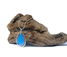 Load image into Gallery viewer, Real Butterfly Sterling Silver Teardrop Necklace - Blue Morpho