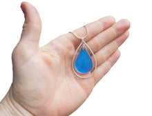 Load image into Gallery viewer, Real Butterfly Sterling Silver Teardrop Necklace - Blue Morpho