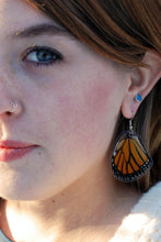 Load image into Gallery viewer, Real Butterfly Wing Earrings - Monarch Hindwing