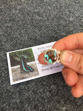 Load image into Gallery viewer, Real Blue Butterfly Wing Ring - Graphium Milon Hindwing