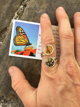 Load image into Gallery viewer, Real Butterfly Wing Double Pendant Ring - Silver Monarch Ring
