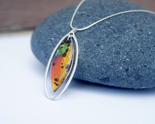 Sunset Moth sterling necklace, alternate view