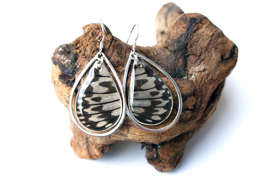 Rice Paper butterfly wing sterling earrings, alternate view