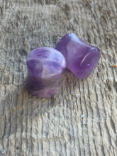 Load image into Gallery viewer, 1/2” Double Flared Amethsyt Stone Plugs Circle Shape