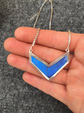 Load image into Gallery viewer, Butterfly Wing Necklace Pendant Jewelry - Blue Morpho Chevron
