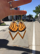 Load image into Gallery viewer, Monarch Butterfly Wing Chevron Earrings