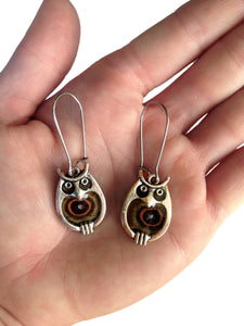 Butterfly Wing Owl Earrings - Butterfly Gift, Nature Theme Jewelry