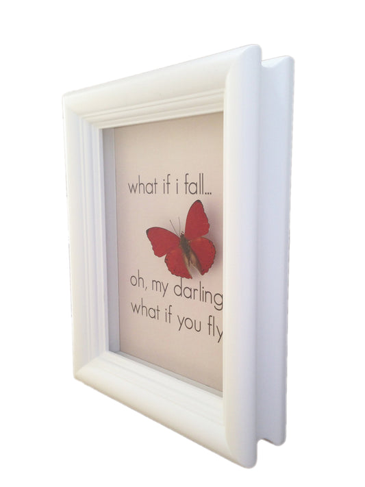 Red butterfly inspirational quote shadow box, alternate view