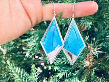Load image into Gallery viewer, Recycled Butterfly Wing Kite Pendant Earrings - Blue Morpho - Nature Art, Nature Jewelry, Butterflies