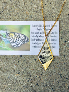 Recycled Butterfly Wing Necklace Pendant Jewelry - Rice Paper - Butterflies, Unique, Colorful, Nature Art