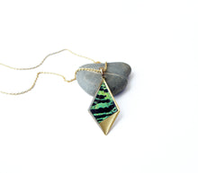 Load image into Gallery viewer, Real Butterfly Wing Kite Pendant Necklace - Green Sunset Moth Forewing
