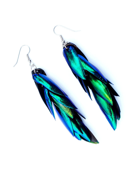 Medium beetle wing earrings, alternate view