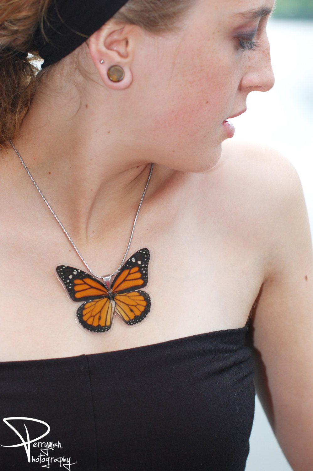 Monarch wing necklace, additional view