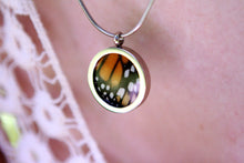 Load image into Gallery viewer, Real Butterfly Necklace Pendant - Monarch Forewing
