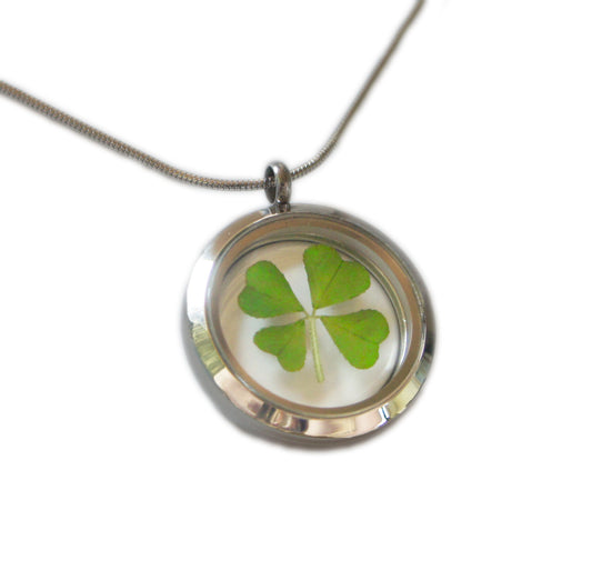 Four leaf clover necklace, alternate view
