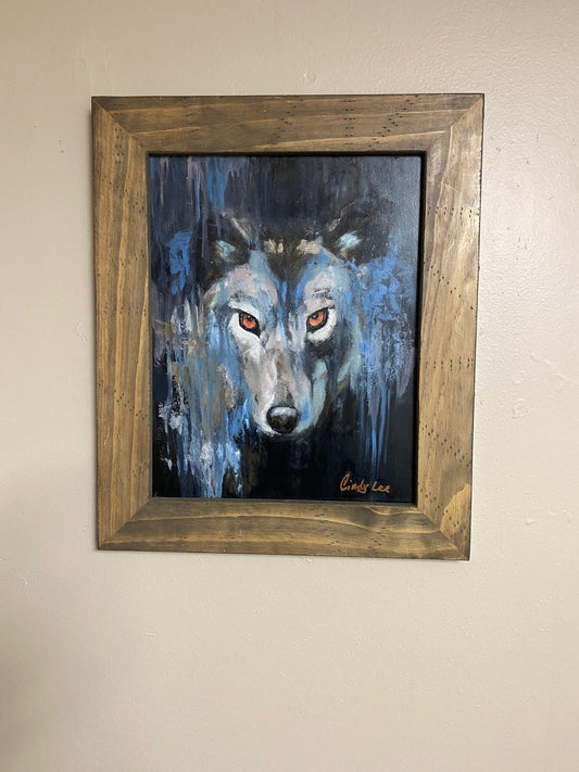 Original hand-painted wolf painting, 11x14