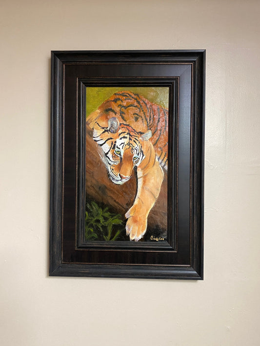 Original hand-painted tiger painting, 19x28