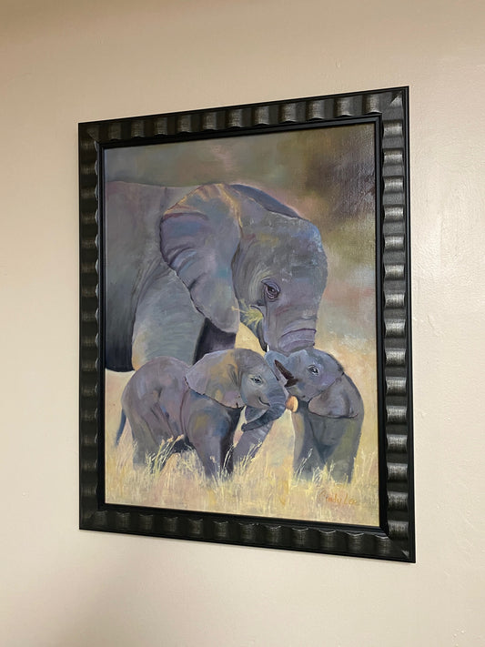 Original hand-painted elephant painting, 18x24
