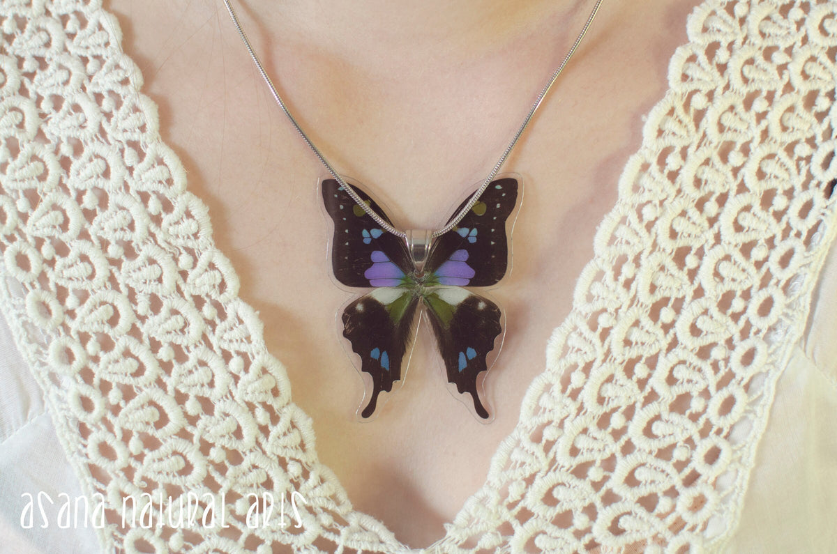Real Whole Butterfly Necklace on 18" Chain