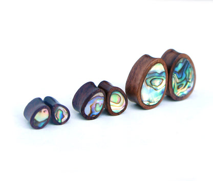 Abalone Inlaid Teardrop Wood Plugs