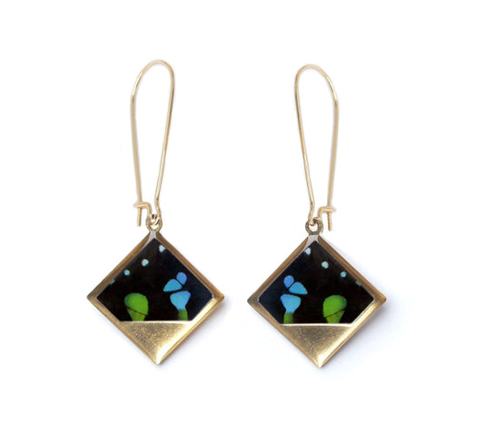 Real Butterfly Wing Diamond Dangle Earrings – Boho Gold