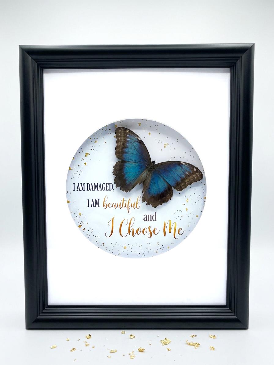 Real Blue Morpho “I Choose Me” Affirmation Shadow Box