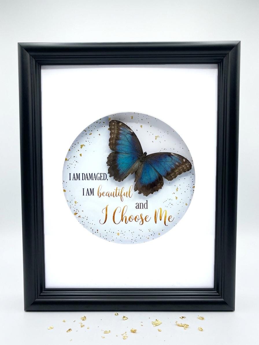 Real Butterfly Self-Love Affirmation Shadow Box