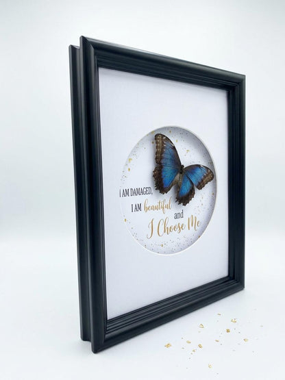 Real Blue Morpho “I Choose Me” Affirmation Shadow Box