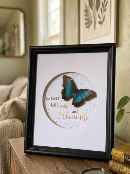 Real Blue Morpho “I Choose Me” Affirmation Shadow Box